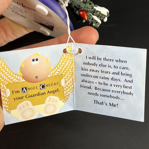 Vintage Kirk's Kritters Angel Cheeks Christmas Angel Figurine w/ Base Tree - Picture 13 of 16